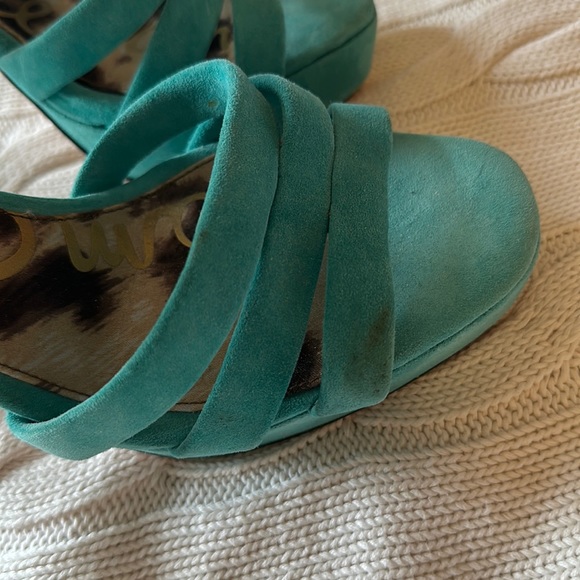 Sam Edelman ‘Taryn’ Chunky Sandal Heels in Turquoise size 9.5 - Picture 4 of 11